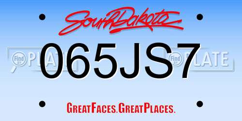 065JS7 South Dakota License Plate