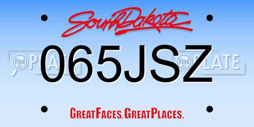 065JSZ South Dakota License Plate