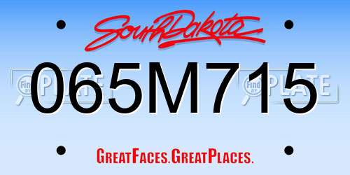 065M715 South Dakota License Plate