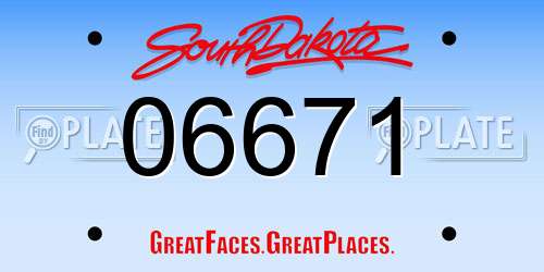 06671 South Dakota License Plate