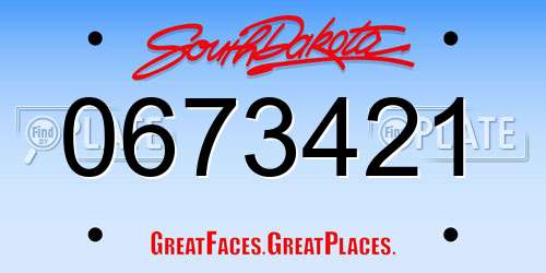 0673421 South Dakota License Plate