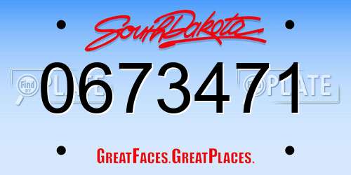 0673471 South Dakota License Plate