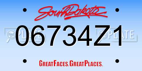 06734Z1 South Dakota License Plate