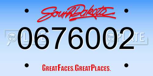 0676002 South Dakota License Plate