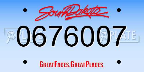 0676007 South Dakota License Plate