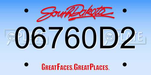 06760D2 South Dakota License Plate
