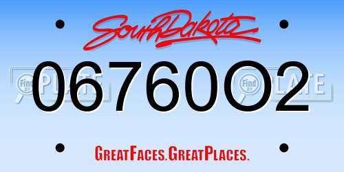 06760O2 South Dakota License Plate