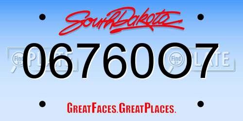 06760O7 South Dakota License Plate