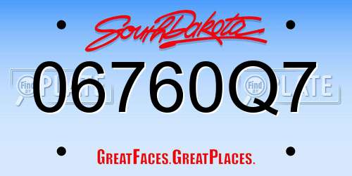 06760Q7 South Dakota License Plate