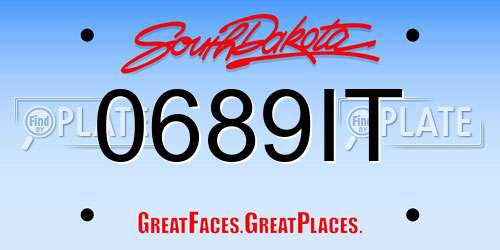0689IT South Dakota License Plate