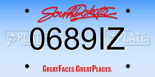 0689IZ South Dakota License Plate