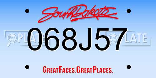 068J57 South Dakota License Plate