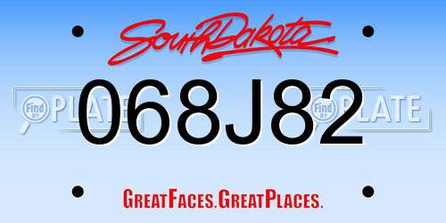 068J82 South Dakota License Plate