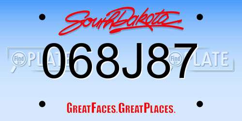 068J87 South Dakota License Plate