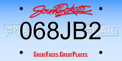 068JB2 South Dakota License Plate