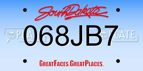 068JB7 South Dakota License Plate