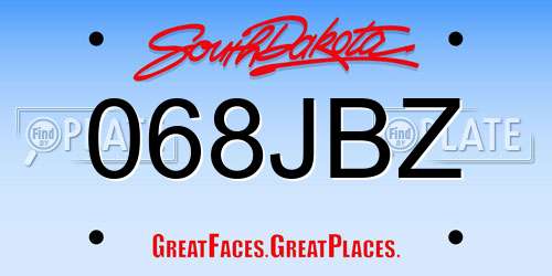 068JBZ South Dakota License Plate