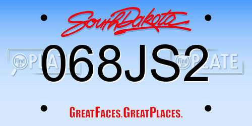 068JS2 South Dakota License Plate