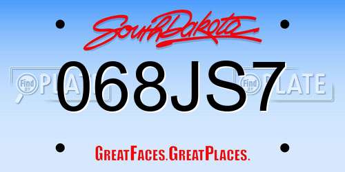 068JS7 South Dakota License Plate
