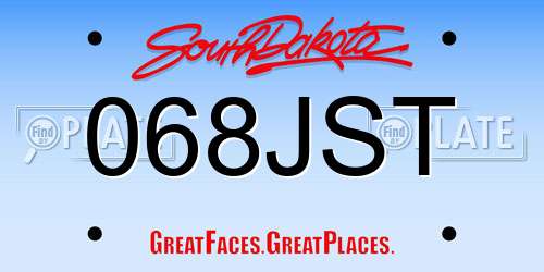 068JST South Dakota License Plate