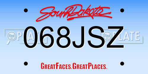 068JSZ South Dakota License Plate