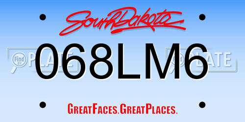 068LM6 South Dakota License Plate