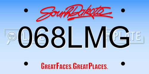 068LMG South Dakota License Plate