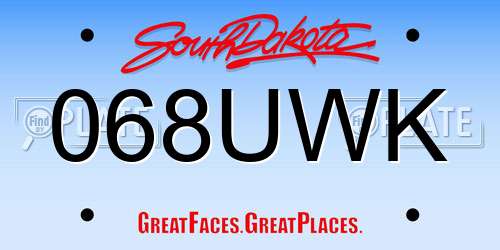 068UWK South Dakota License Plate