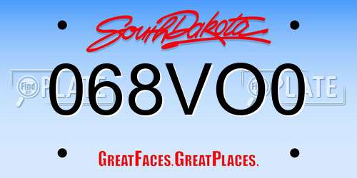 068VO0 South Dakota License Plate