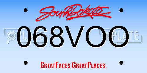068VOO South Dakota License Plate