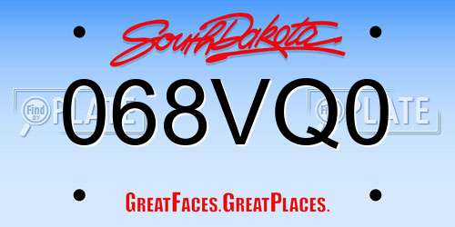 068VQ0 South Dakota License Plate