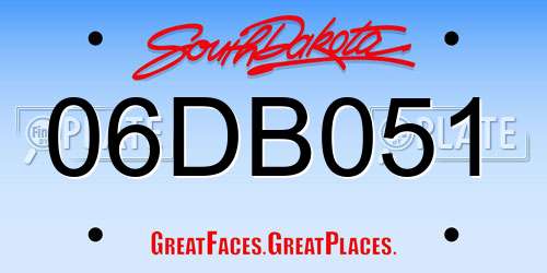 06DB051 South Dakota License Plate