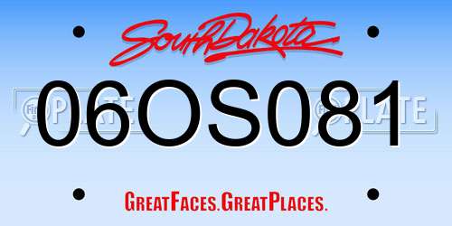 06OS081 South Dakota License Plate