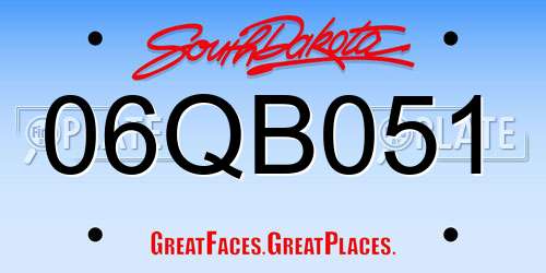 06QB051 South Dakota License Plate