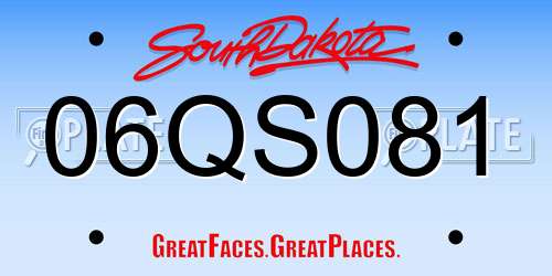 06QS081 South Dakota License Plate