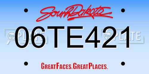 06TE421 South Dakota License Plate