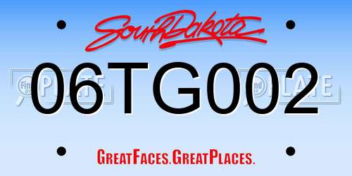 06TG002 South Dakota License Plate