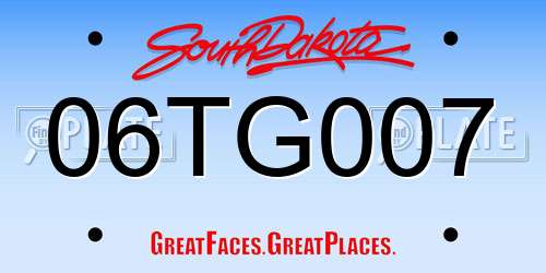 06TG007 South Dakota License Plate