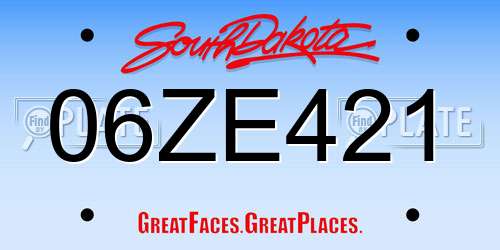 06ZE421 South Dakota License Plate
