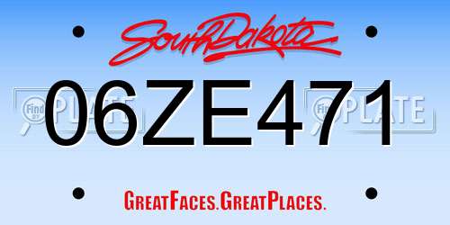 06ZE471 South Dakota License Plate