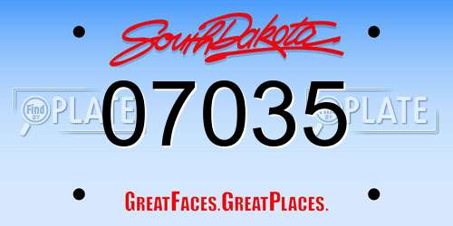 07035 South Dakota License Plate