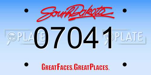 07041 South Dakota License Plate
