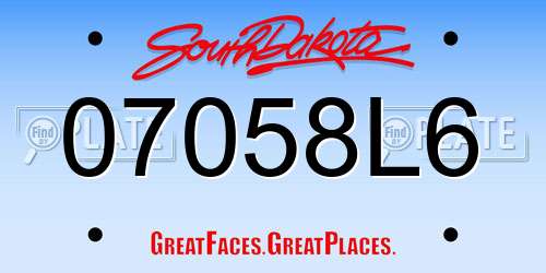 07058L6 South Dakota License Plate