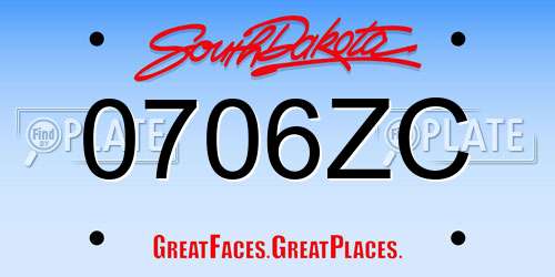 0706ZC South Dakota License Plate