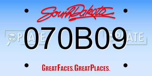 070B09 South Dakota License Plate