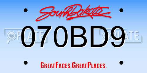 070BD9 South Dakota License Plate