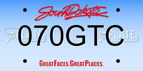 070GTC South Dakota License Plate