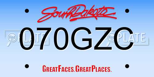 070GZC South Dakota License Plate