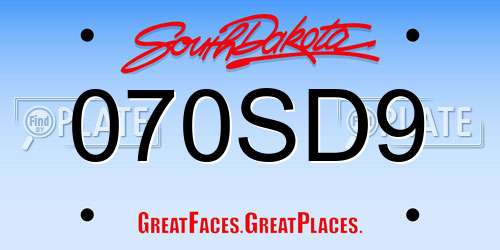 070SD9 South Dakota License Plate