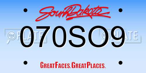 070SO9 South Dakota License Plate